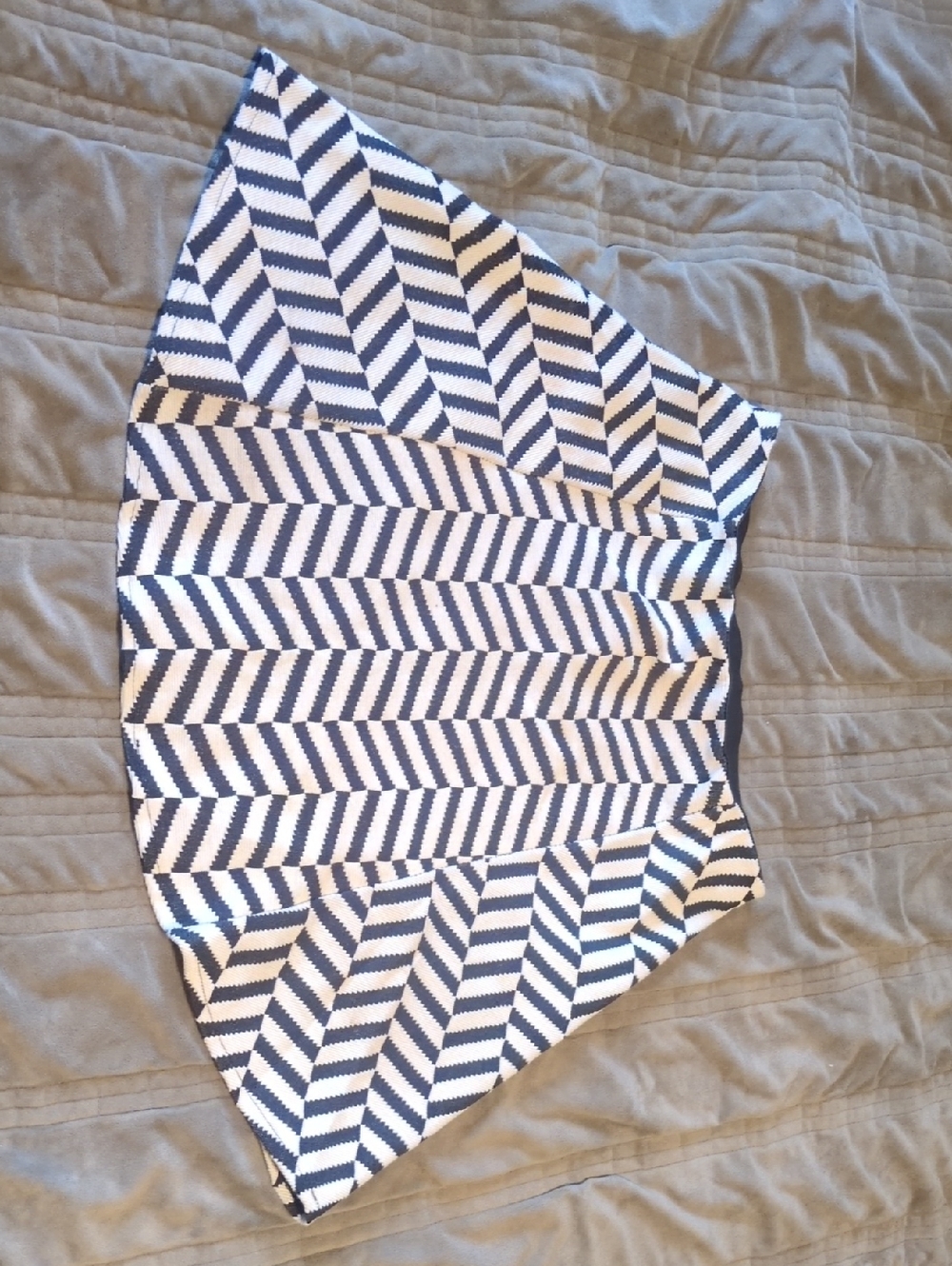 Zara Navy and White Chevron Skater Skirt